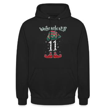 WEIHNACHTSELF WEIHNACHTS 11 FROHE WEIHNACHTEN ELF - Unisex Hoodie - Schwarz - Vorne - Alina (178cm) & Michal (187cm)