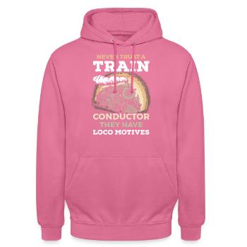 Nunca Te Fíes De Un Revisor De Tren Tienen Trenes - Unisex Hoodie - Pink - Vorne - Alina (178cm) & Michal (187cm)