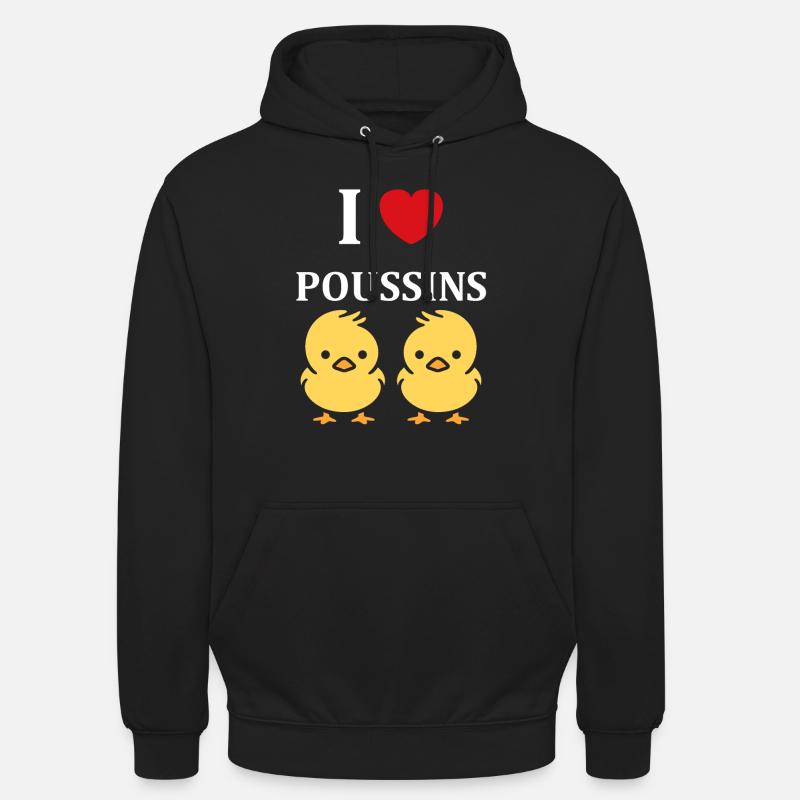 J'aime les poussins - Sweat-shirt à capuche unisexe - noir
