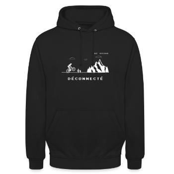 Déconnecter avec mon vélo - Sweat-shirt à capuche unisexe - noir - Devant - Alina (178cm) & Michal (187cm)