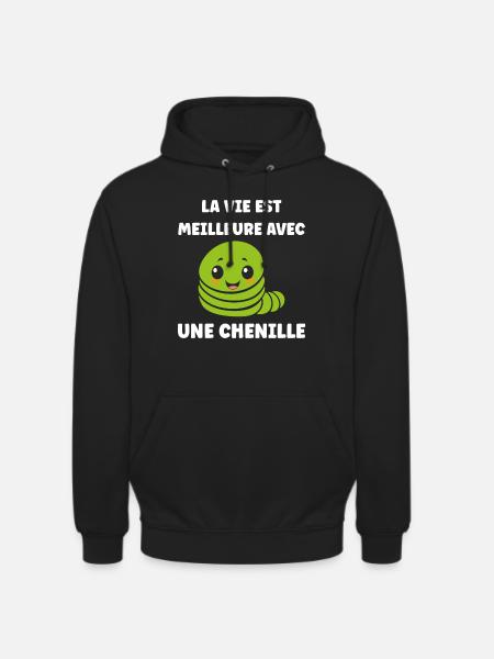 Chenilles insecte Amour petite chenille - Sweat-shirt à capuche unisexe - noir