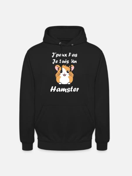 Mignon Humour petit hamster - Sweat-shirt à capuche unisexe - noir
