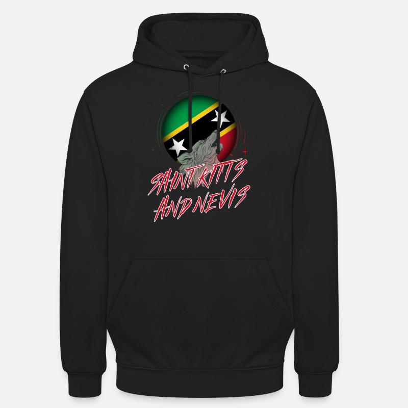 Saint Kitts et Nevis - Sweat-shirt à capuche unisexe - noir