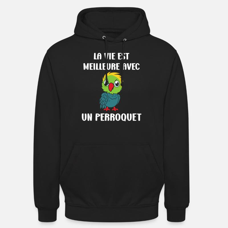 Humour petit perroquet - Sweat-shirt à capuche unisexe - noir