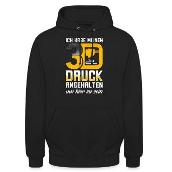 J’ai mis en pause mon impression §D pour être ici - Sweat-shirt à capuche unisexe - noir - Devant - Alina (178cm) & Michal (187cm)