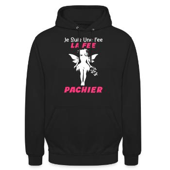 Je Suis Une Fee La Fee Pachier - Humour Cadeau - Sweat-shirt à capuche unisexe - noir - Devant - Alina (178cm) & Michal (187cm)