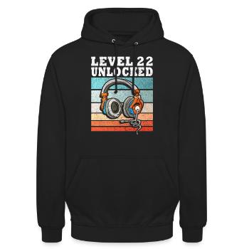 Level 22 Unlocked - Unisex Hoodie - black - Front - Alina (178cm) & Michal (187cm)
