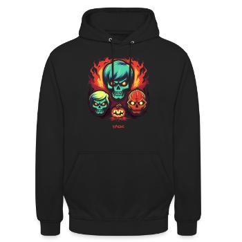 Trio d'horreur d'Halloween - Sweat-shirt à capuche unisexe - noir - Devant - Alina (178cm) & Michal (187cm)