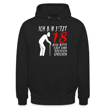 18er Geburtstag Mann | Ich bin 18 Geburtstag - Unisex Hoodie - Schwarz - Vorne - Alina (178cm) & Michal (187cm)