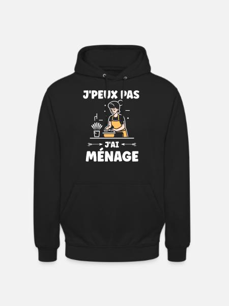 Humour faire le ménage - Sweat-shirt à capuche unisexe - noir