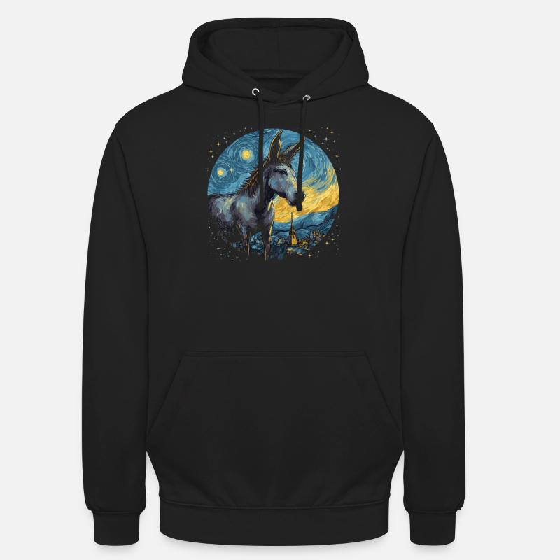 Sternenhimmel Esel - Unisex Hoodie - Schwarz