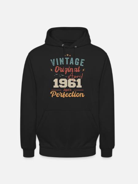 Vintage né avril 1961 cadeau d’anniversaire - Sweat-shirt à capuche unisexe - noir
