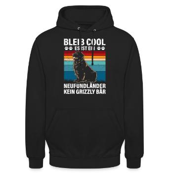 Newfie BLEIB COOL NEUFUNDLÄNDER KEIN GRIZZLY - Unisex Hoodie - Schwarz - Vorne - Alina (178cm) & Michal (187cm)