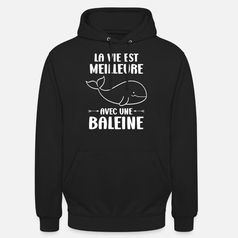Baleines bleu Amour baleine - Sweat-shirt à capuche unisexe - noir