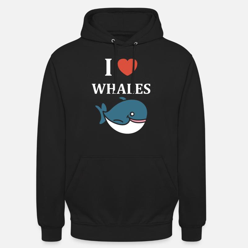 Baleines bleu Amour baleine - Sweat-shirt à capuche unisexe - noir