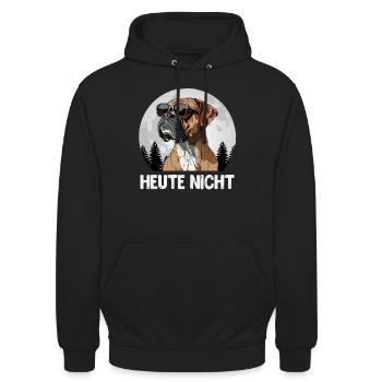 Deutscher Boxer Stur HEUTE NICHT Hundebesitzer - Unisex Hoodie - Schwarz - Vorne - Alina (178cm) & Michal (187cm)