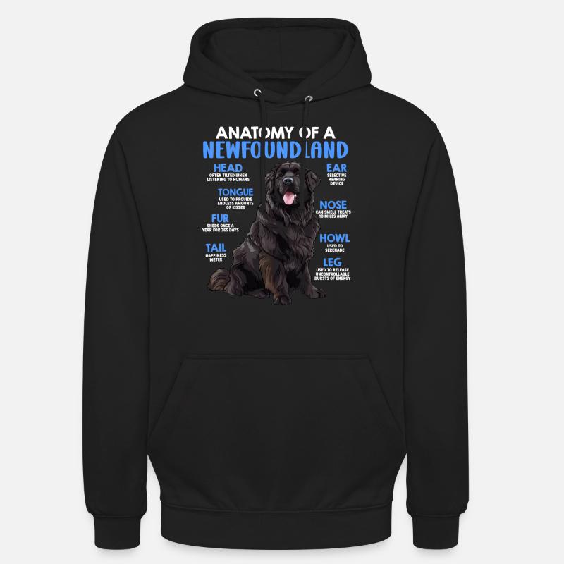 Terre-Neuve ANATOMIE D’UN TERRE-NEUVE Chiens - Sweat-shirt à capuche unisexe - noir