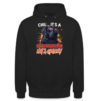 Neufundländer BLEIB COOL KEIN GRIZZLY BÄR Lustiges - Unisex Hoodie - Schwarz - Vorne - Alina (178cm) & Michal (187cm)