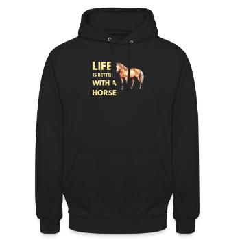 life is better with a horse - Unisex Hoodie - black - Front - Alina (178cm) & Michal (187cm)