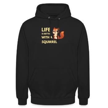 life is better with a squirrel - Unisex Hoodie - black - Front - Alina (178cm) & Michal (187cm)