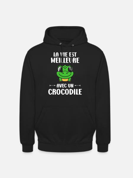 Humour Crocodile - Sweat-shirt à capuche unisexe - noir