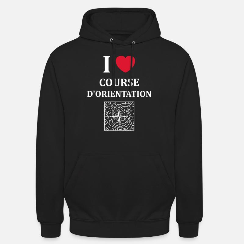 course d'orientation - Sweat-shirt à capuche unisexe - noir