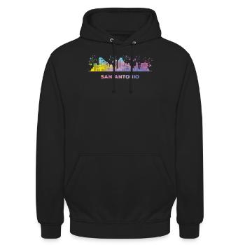 San Antonian Skyline San Antonio - Unisex Hoodie - Schwarz - Vorne - Alina (178cm) & Michal (187cm)