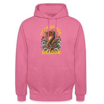 Year of the Dragon 2024 - Chinese Zodiac - Unisex Hoodie - pink - Front - Alina (178cm) & Michal (187cm)