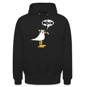 Moin Seagull North Sea Baltic Sea Whimsy Seagull - Unisex Hoodie - black - Front - Alina (178cm) & Michal (187cm)
