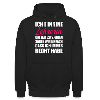 Lehrerin lustiger Spruch - Unisex Hoodie - Schwarz - Vorne - Alina (178cm) & Michal (187cm)