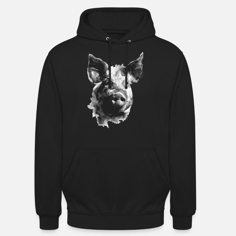 Cochon - Sweat-shirt à capuche unisexe - noir