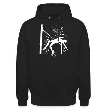 Hochspringer Wasserfarben Hochsprung - Unisex Hoodie - Schwarz - Vorne - Alina (178cm) & Michal (187cm)