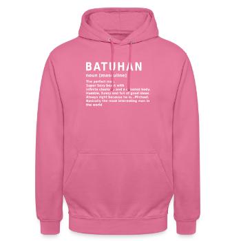 Nom Batuhan Prénom Nom jour - Sweat-shirt à capuche unisexe - rose - Devant - Alina (178cm) & Michal (187cm)