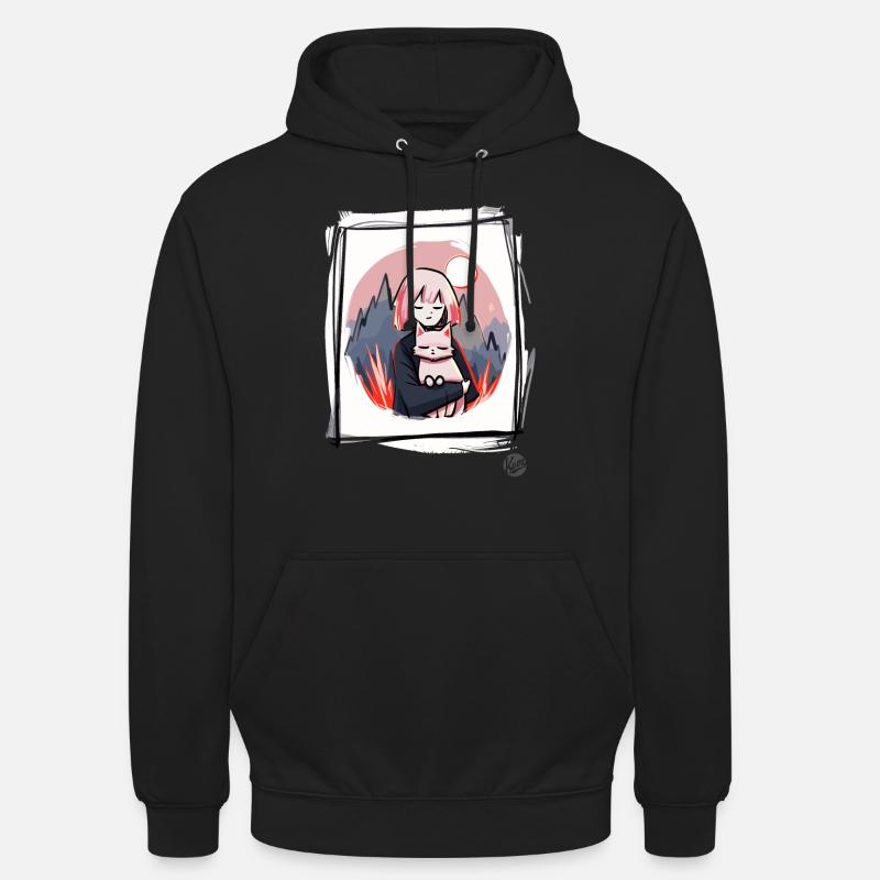 Fille avec chat - Sweat-shirt à capuche unisexe - noir