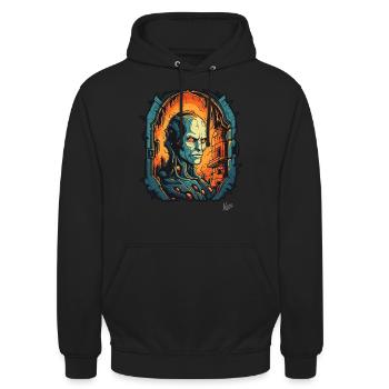 Cyborg Technology Dungeon - Unisex Hoodie - black - Front - Alina (178cm) & Michal (187cm)