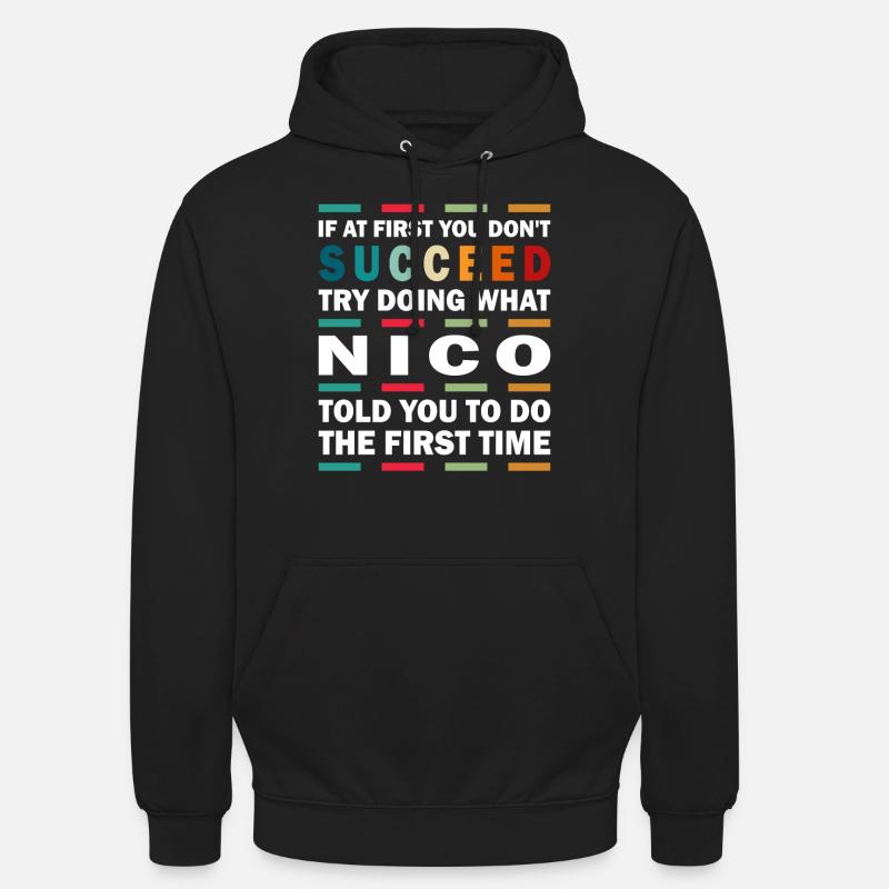 Nico Name Design - Sweat-shirt à capuche unisexe - noir