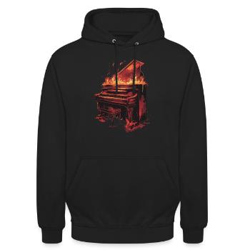 Piano - Unisex Hoodie - black - Front - Alina (178cm) & Michal (187cm)