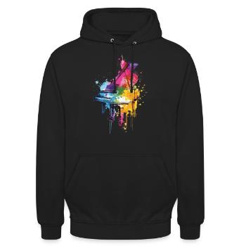 Piano - Unisex Hoodie - black - Front - Alina (178cm) & Michal (187cm)