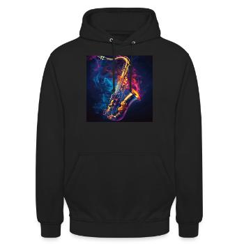 Saxophone - Sweat-shirt à capuche unisexe - noir - Devant - Alina (178cm) & Michal (187cm)