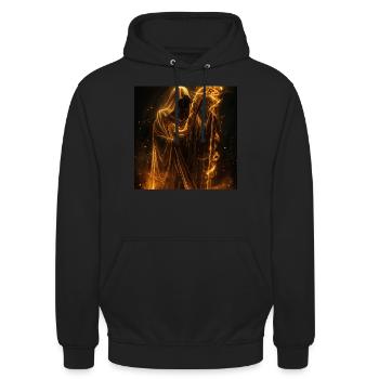 Harfe - Unisex Hoodie - Schwarz - Vorne - Alina (178cm) & Michal (187cm)