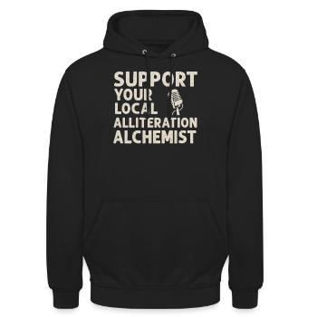 Poetry Slam Wortspiel Krieger Slam Poetry - Unisex Hoodie - Schwarz - Vorne - Alina (178cm) & Michal (187cm)