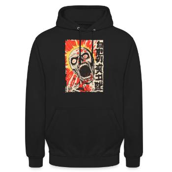 Crâne japonais hurlant - Sweat-shirt à capuche unisexe - noir - Devant - Alina (178cm) & Michal (187cm)
