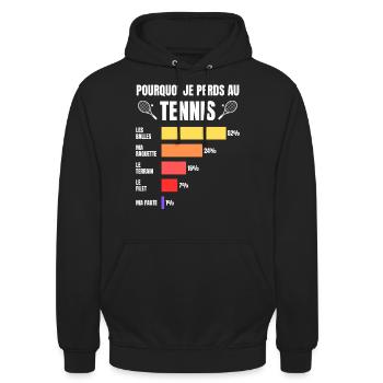 Joueur de Tennis Pourquoi Je Perds Au Tennis - Sweat-shirt à capuche unisexe - noir - Devant - Alina (178cm) & Michal (187cm)