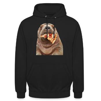 Walross - Unisex Hoodie - Schwarz - Vorne - Alina (178cm) & Michal (187cm)