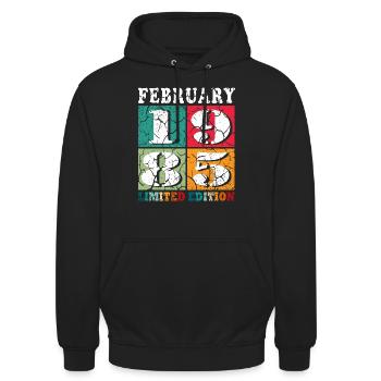 Februar 1985| Februar 1985 Jubiläum 1985 - Unisex Hoodie - Schwarz - Vorne - Alina (178cm) & Michal (187cm)