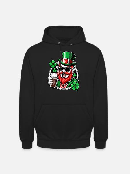 Leprechaun & Beer - Saint-Patrick - Irlande - Sweat-shirt à capuche unisexe - noir