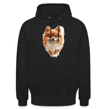 Zwergspitz - Unisex Hoodie - Schwarz - Vorne - Alina (178cm) & Michal (187cm)