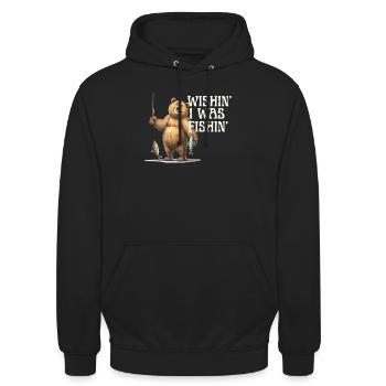 Lustiges Zitat Angeln Bär wünschte, ich würde angeln für - Unisex Hoodie - Schwarz - Vorne - Alina (178cm) & Michal (187cm)