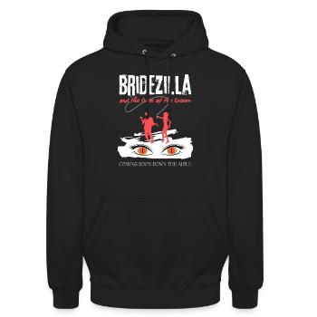 BRIDEZILLA funny bachelorette party bride - Unisex Hoodie - black - Front - Alina (178cm) & Michal (187cm)