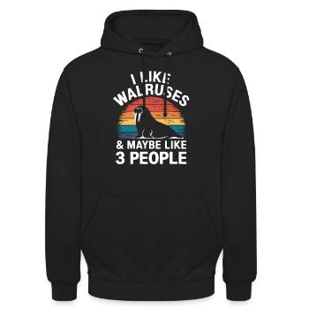 Walross - Unisex Hoodie - Schwarz - Vorne - Alina (178cm) & Michal (187cm)